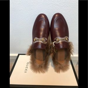 Gucci Princetown leather slipper in burgundy 38